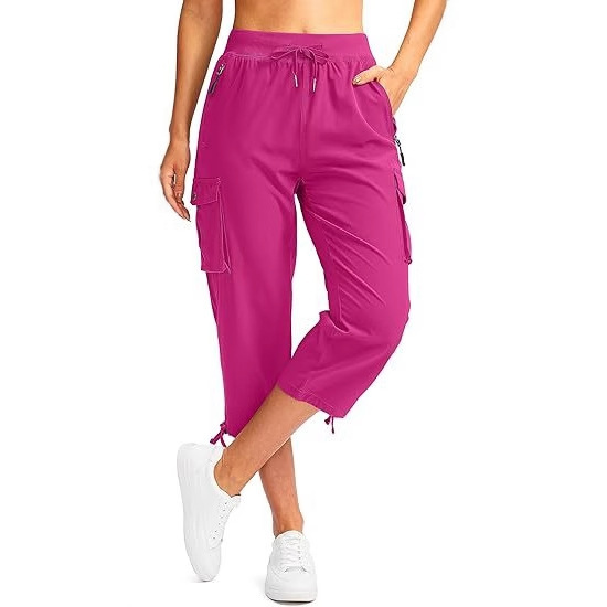 Women's Crane Cropped Pants with 6 Pockets Lightweight Quick-Dry Travel Hiking Summer Casual Pants