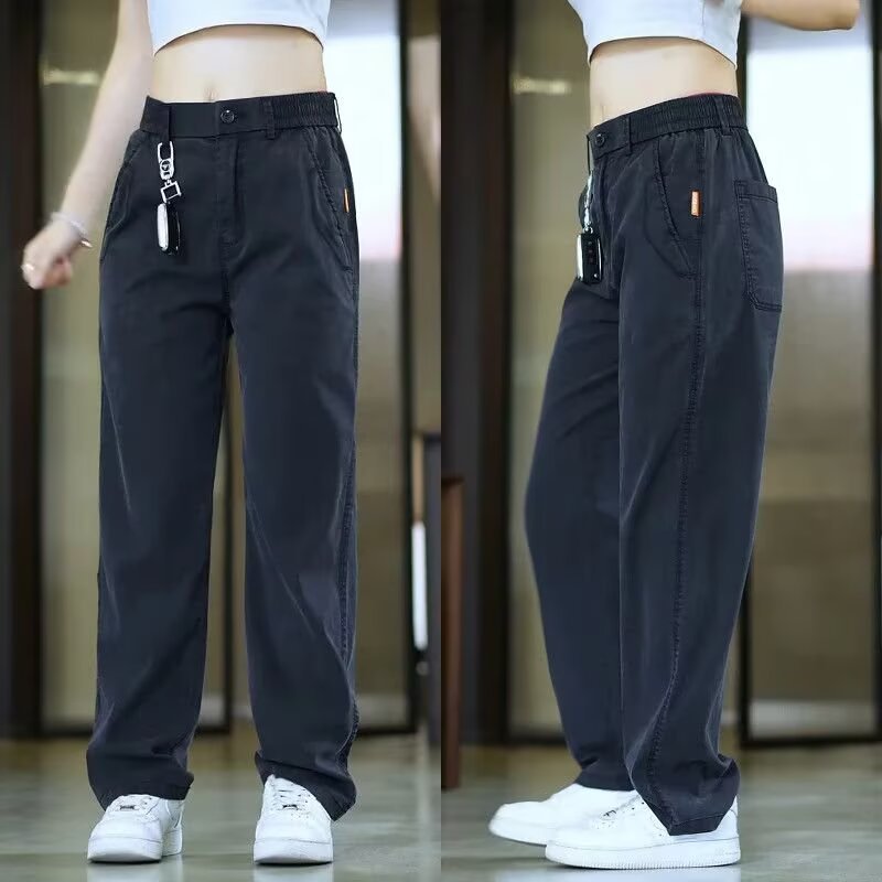 Ice Silk Jeans Men's 2025 Summer Ultra-Thin Trendy Brand Drapey Wide-Leg Versatile Straight Tencel Casual Pants