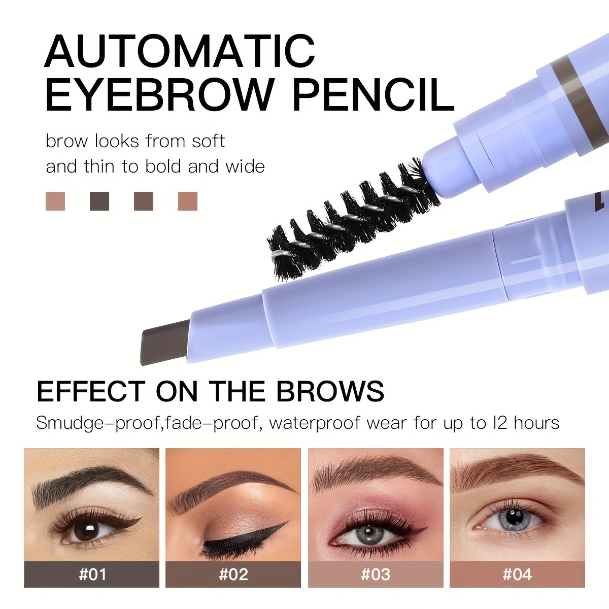 USHAS European and American Cross-border spot lápiz de cejas de doble cabezal viene con un cepillo de cejas impermeable, no fácil de manchar y fácil de colorear TP350F