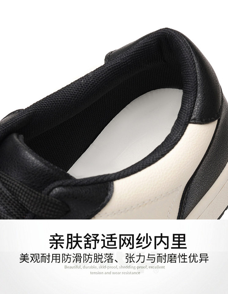 Giày sneaker nam da bò thoáng khí, đế bệt, dây buộc phía trước — 88055 Đen đỏ (da bò), 88055 đen và trắng (da bò) chi tiết 8
