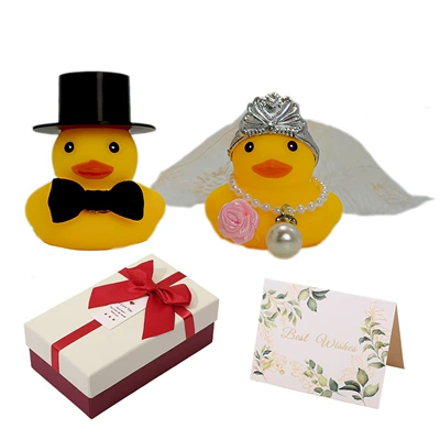 and Groom Duck Anniversary Gift – Car ornaments - top-hat-rose-wedding-duck-beige-gift-box