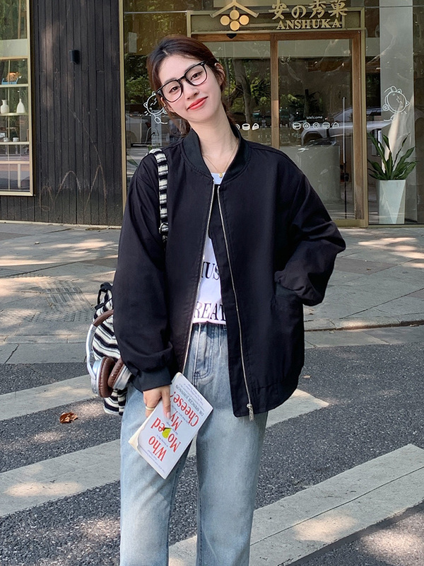 棒球服外套女春秋百搭休闲宽松显瘦夹克百搭韩系春季减龄洋气上衣|undefined