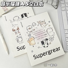 本子ins高颜值可爱卡通音乐猫咪A5空白本学生专用草稿笔记本