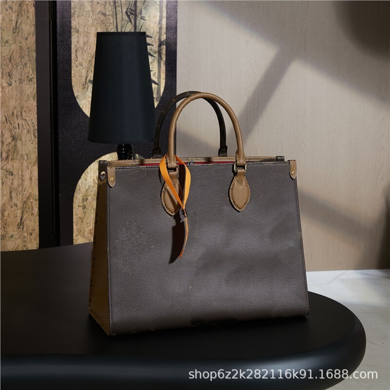 M&Lv Lv Classic Monogram Onthego Medium-Sized Handbag Shopping Bag Women's Tote Bag Handbag