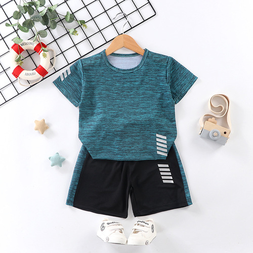 Children's short-sleeve set running sportswear casual quick-drying clothes