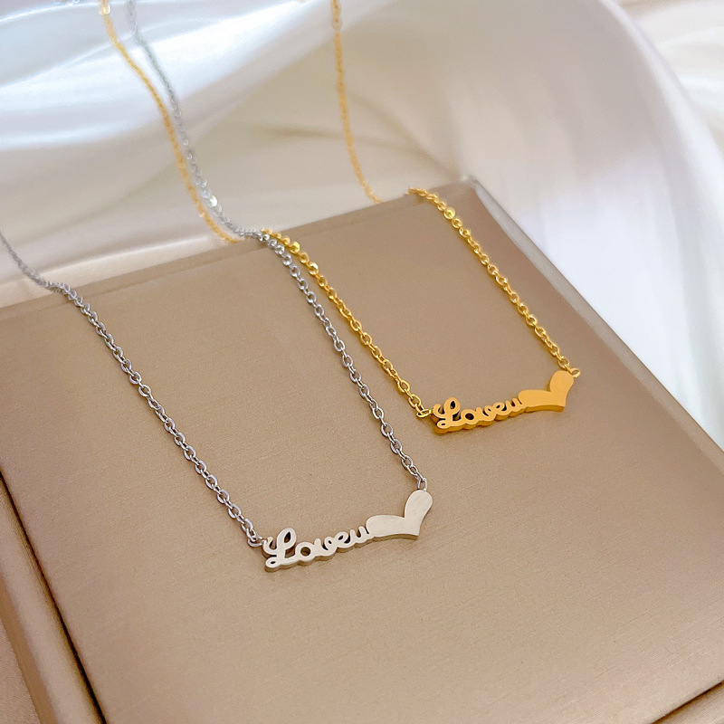 Fashion Letter Titanium Steel Gold Plated Necklace
