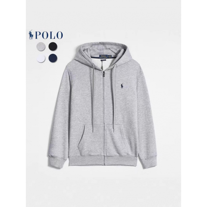 Paul Long-Sleeve Sweatshirt for Men, Casual Zip-Up, Solid Color, Embroidered Pony Logo, Loose Fit, Thickened Cardigan Jacket