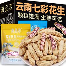 滇品客新货云南七彩花生带壳晒干生熟彩色花生水果五彩花生米零食