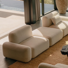 Italian vintage free combination modular sofa Nordic modern sheepskin cream straight row internet celebrity tofu block sofa 