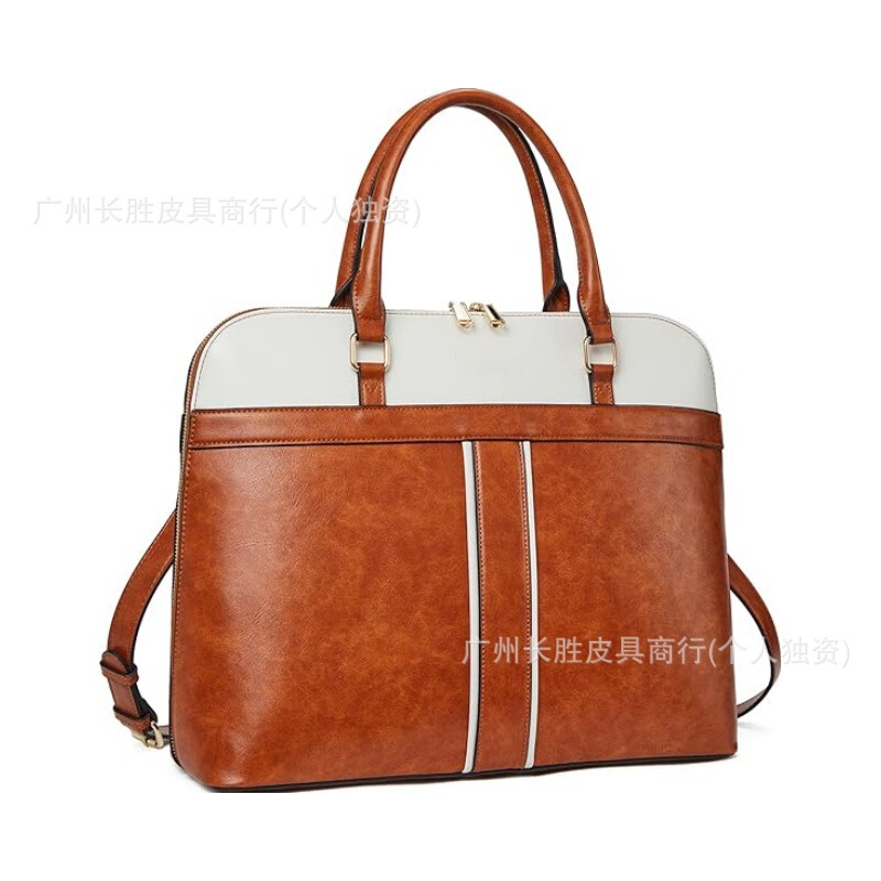 Foreign Trade Genuine Leather Women's Portable Laptop Bag Retro Business Waterproof Multifunctional Large Capacity Shoulder Bag