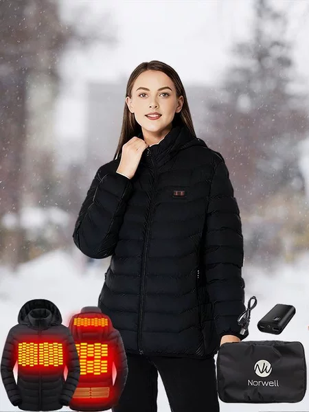 I 24884 USB Charging Removable Hood Jacket Heated Cotton Coat