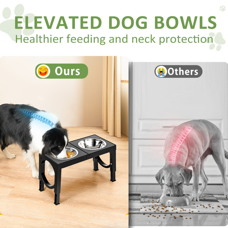 Cuencos de acero inoxidable 2 cuencos de acero inoxidable elevados perro