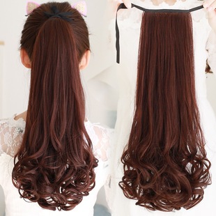 Wig Ponytail Women's Long Curly Hair Tie-style Pear Flower Fake Ponytail Large Wave Realistic Medium and Long Short Ponytail Ponytail