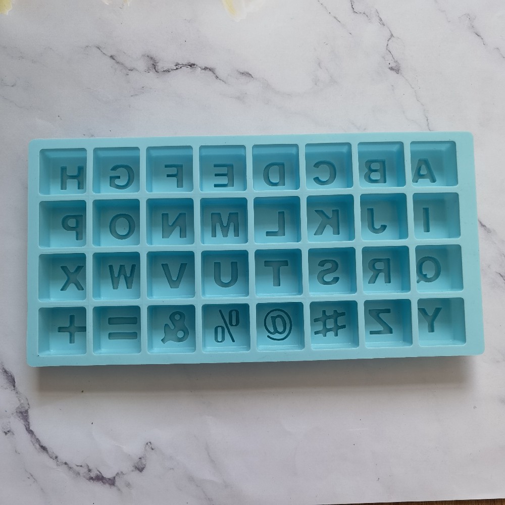 Gran alfabeto inglés 62 molde de silicona pastel helado pudín molde de postre jabón utensilios