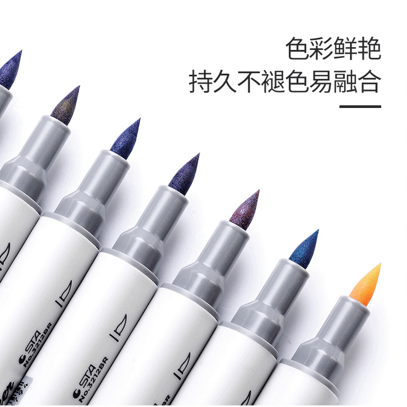 Star3212br marcador de alcohol de cabeza suave pintado a mano diseño de dibujos animados especial 168 color marcador aceitoso traje