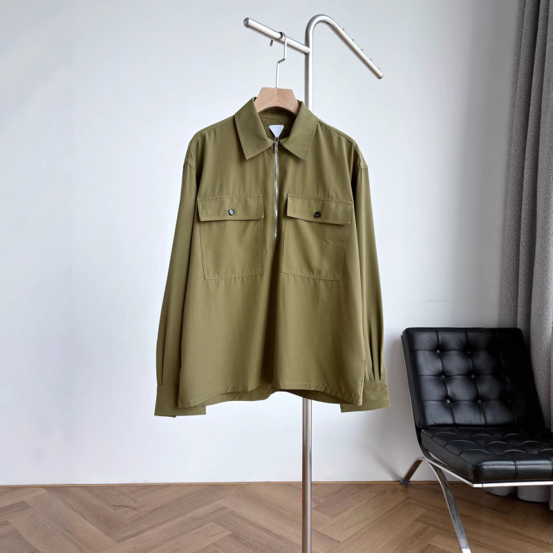 European Authentic Version 26 Spring/Summer New Bv Style Army Green Loose Long-Sleeve Shirt High-End Minimalist Direct Supply