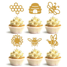 跨境新款勤劳小蜜蜂主题庆祝装饰向日葵蛋糕小插旗桌面派对聚会用