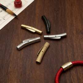 厂家直销不锈钢手链皮绳扣316不锈钢按扣可装朱砂软管扣头