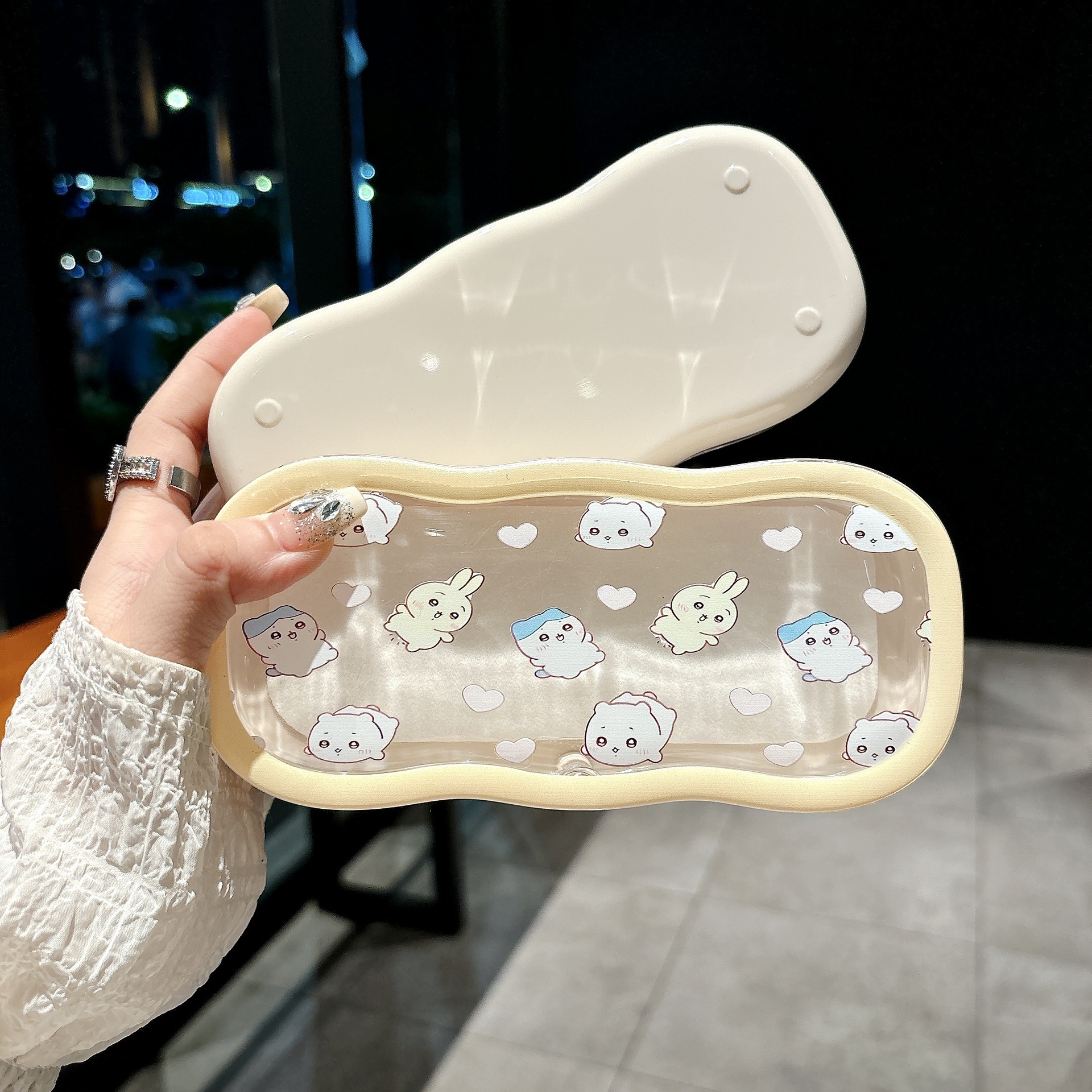 Caja de gafas transparentes de borde de la nube, alta sensación de almacenamiento portátil, niños, niños, niños, estudiantes, lindos, caja de gafas al por mayor