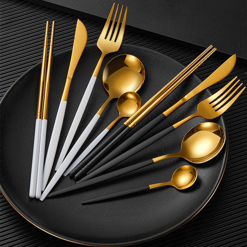 Cross-Border Chopsticks, Spoons, Forks, Steak Knives and Forks, Hotel Portuguese Western-Style Stainless Steel Tableware, Nordic Minimalist