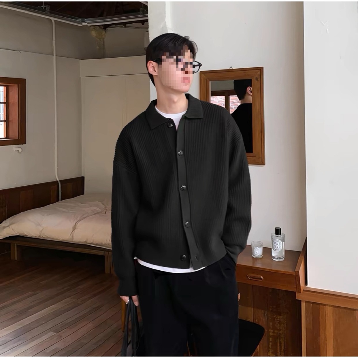 クラシックラペルカーディガンメンズニットセータールーズ韓国スタイルトレンディな多用途セータージャケットトップダブルブレストカーディガン