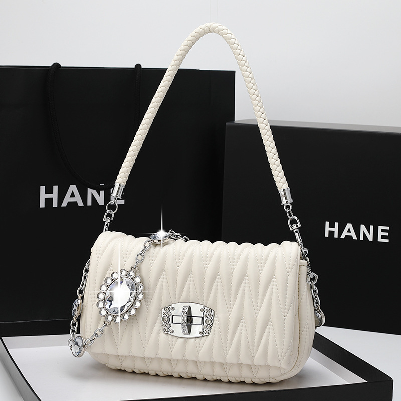 Sacos femininos pequeno saco quadrado nova moda este ano estilo coreano bordado saco de linha plissado rugas saco de corrente_voghion.com