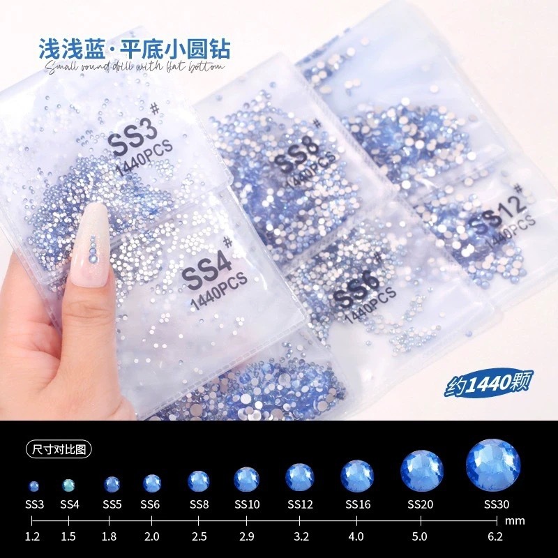 Manicure king fan taladro de fondo plano ab diamantes desnudos color fantasía redondo diy herramienta de taladro completo explosión de joyas de uñas flash