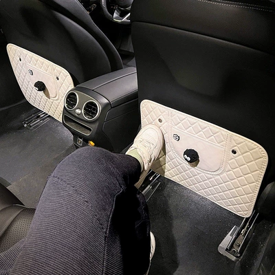 Seat Protection Pad, Anti-Wear Pad | Chair back anti-kick pad - 2-pack-little-coal-ball-white-anti-kick-mat-short-style
