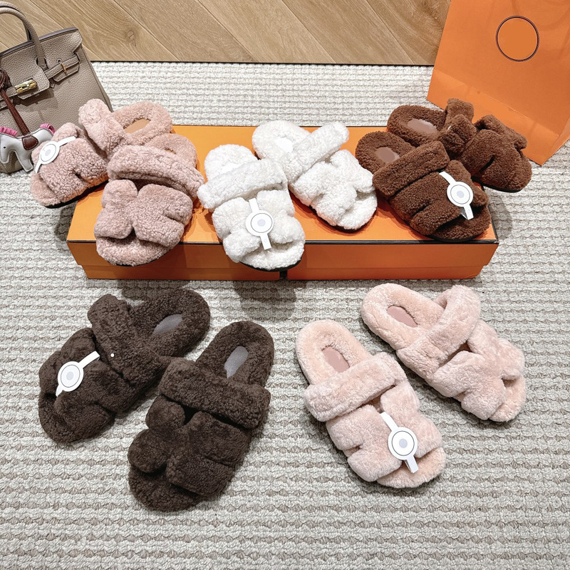 Thousand-Yuan Level~ Uncle's Wool Magic Tape Slippers for Women, New Autumn and Winter Genuine Leather Fur Slippers