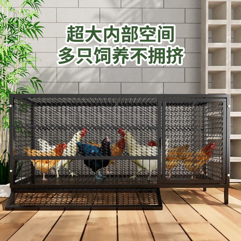 Jaula de pollo, exterior doméstico, gran tubo cuadrado, red secreta, a prueba de lluvia, rutina rural, limpieza automática de estiércol, jaula de cría, comadreja