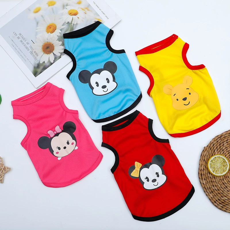 Одежда для домашних животных Летняя тонкая одежда для щенков Одежда для кошек Жилет для собак Одежда Микки Корги