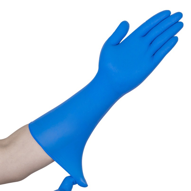 Jia Zhanli guantes de nitrilo alargados engrosados de 15 pulgadas blancos guantes de caucho de nitrilo duraderos de catering de procesamiento acuático