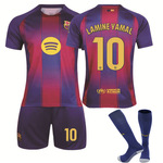 2526巴萨主场足球服19号亚马尔10梅西9莱万巴塞短袖套装外贸专供