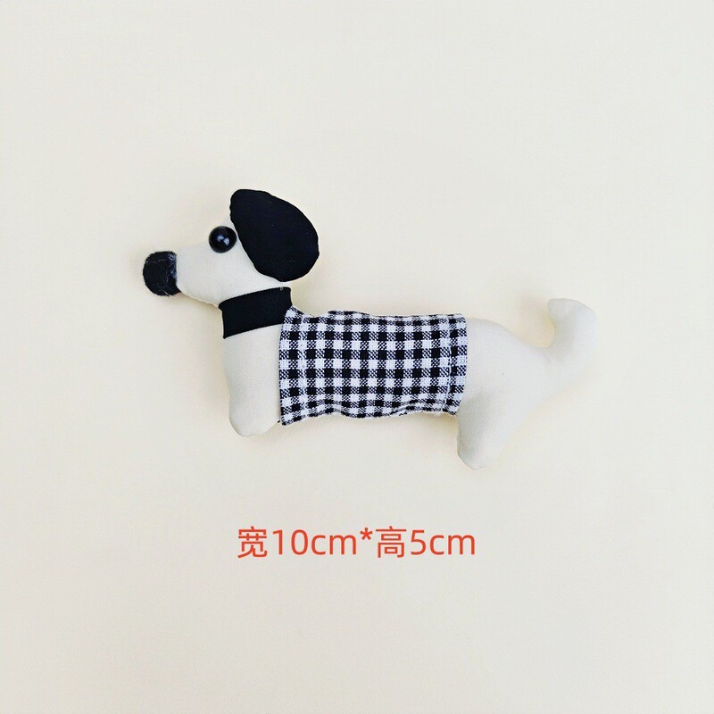 新款韩系可爱趣味格子狗胸针儿童布艺可爱衣服包包鞋子胸针配饰品|undefined
