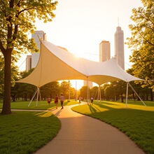 户外商业广场天幕帐篷异型膜结构钢结构遮阳雨棚景区公园张拉膜