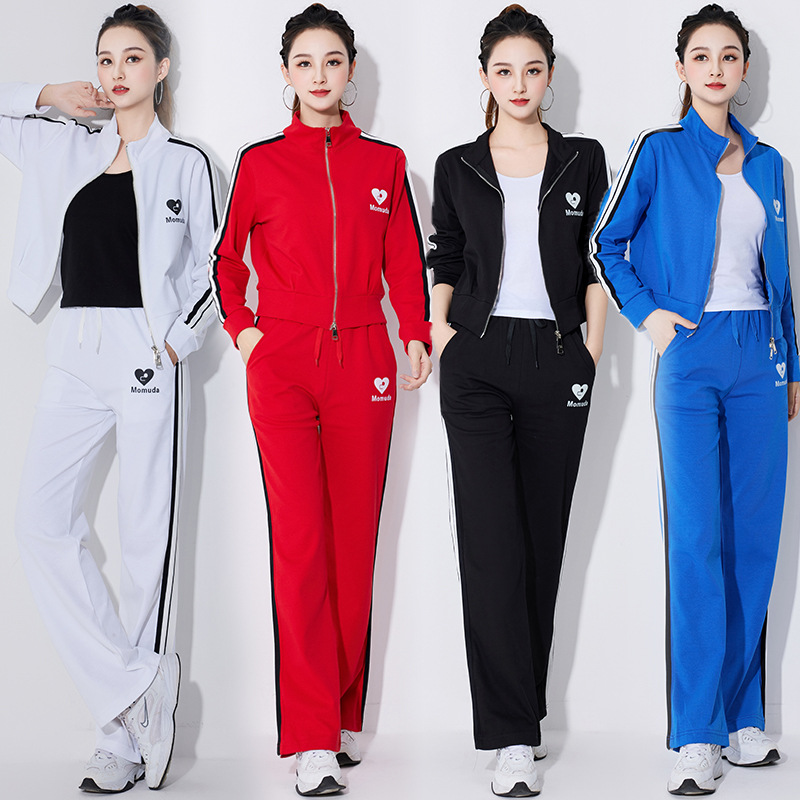 2023新款秋冬立领开衫加厚运动健身操团体跳舞衣服时尚印花服女