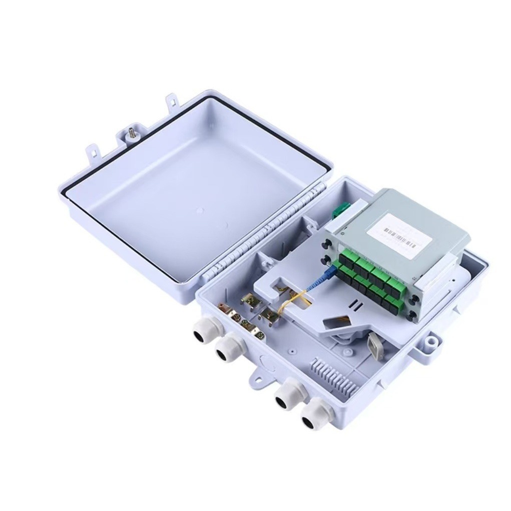 PP12芯光纤分纤箱 1分16插片式光分路器盒PP现货 价格优惠