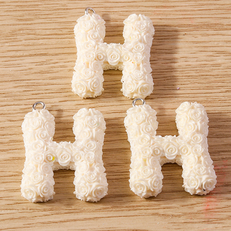 30g Weight DIY Jewelry Accessories Classification 10 Pieces Quantity Plastic Material Letter, Rose Pattern Stoving Varnish Design Cartoon Style, Romantic Style 10 Pieces Plastic Letter Rose 10