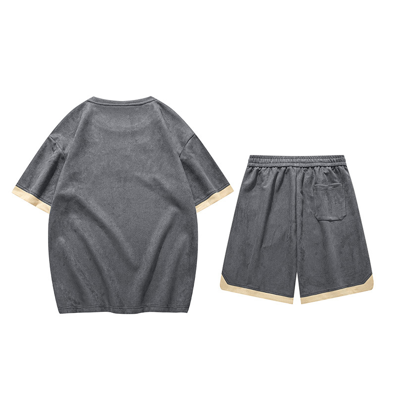 Herretøj Grænseoverskridende japansk kortærmet T-shirt til mænd, sommertøj i Hong Kong-stil med drengetøj og arbejdsshorts, flot jakkesæt_voghion.com