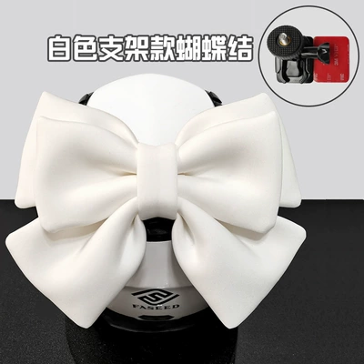 Decoration, Cycling, Bicycle, Ski – Motosiklet dəbilqələri - one-size-fits-all-pure-white-double-layer-luxury-bow-gopro-bracket