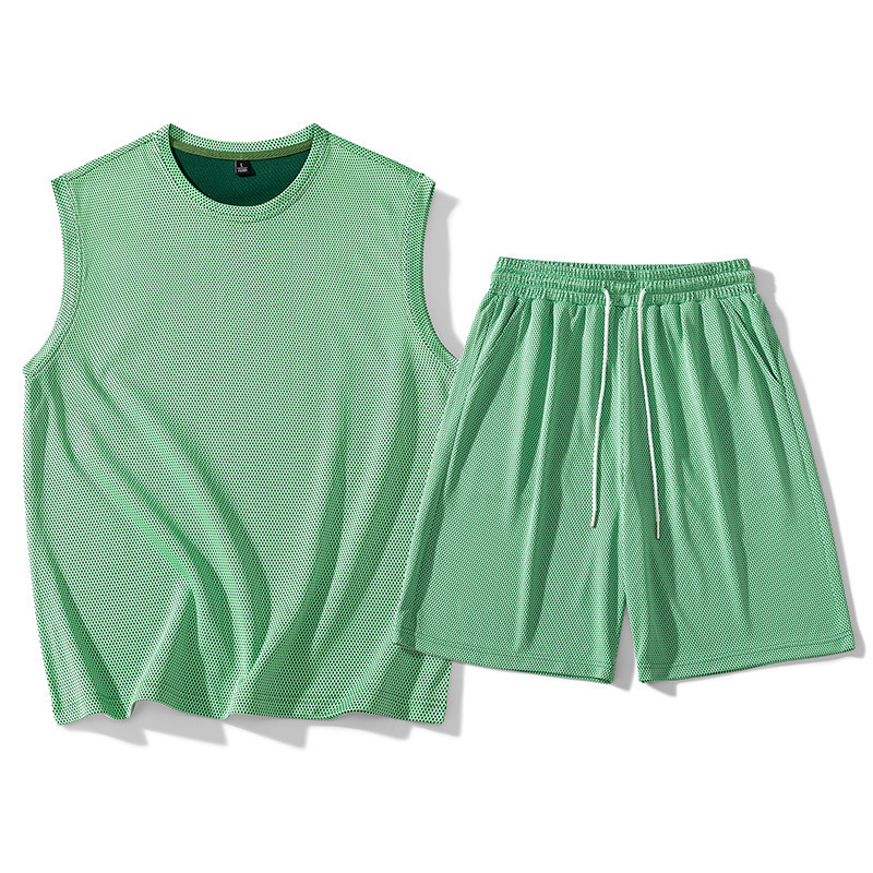 Ropa de ejercicios para hombres chaleco de hielo secado rápido conjunto de ropa deportiva camiseta de verano equipo de baloncesto entrenamiento de mangas cortas para correr