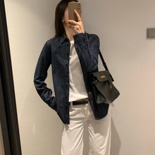 春美式复古老钱风牛仔衬衫小马刺绣休闲衬衫外套080505