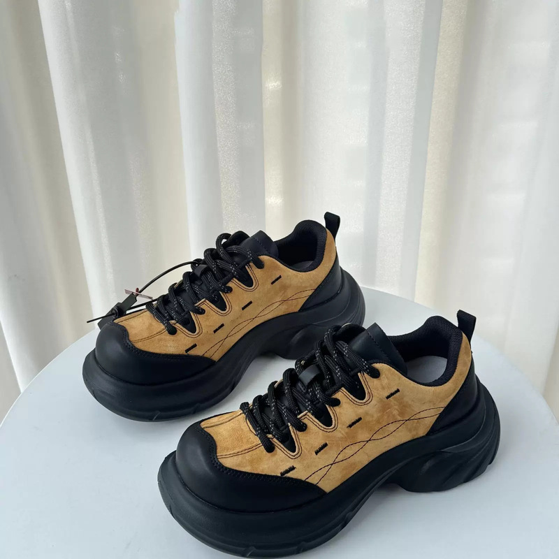 Cowhide Version ~ Retro Big-Toe Thick-Soled Breathable Dad Shoes for Women, Versatile, Lightweight, Comfortable, Casual Sports White Shoes