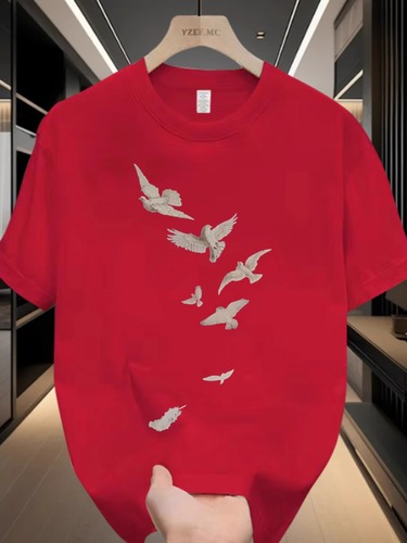 100% Cotton Men's T-Shirt, Half-Sleeve, Stylishly Printed, Short-Sleeve, Crew Neck — Summer-Ready, Loose-Fit, Versatile, Trendy Streetwear Casual Top