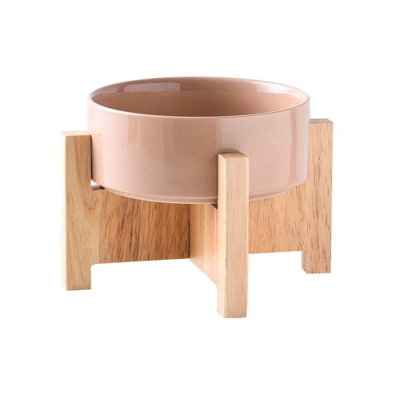 Новая креативная домашняя посуда керамическая миска большой шейка чёрная антиудар деревянная рама миска для собак кошки и собак кормление круглые питомцы