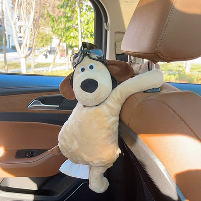 Car tissue box/set — Car Interior Decoration Supplies - glasses-leather-cap-pilot-dog-tissue-box