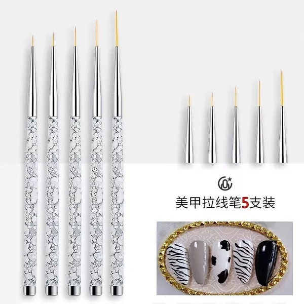 Cross-Border Nail Art Pen Wholesale Factory Supply Marble Pattern White Color Painting Flower Outlining Pen Nail Art Tool Set