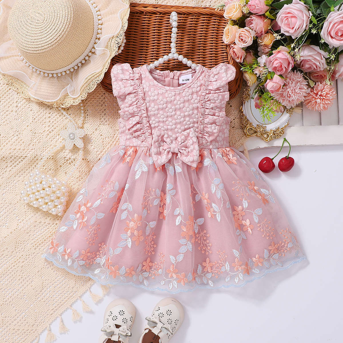 Children's Wear 2025 Foreign Trade Summer Sweet Girl Sleeveless Short Vest Butterfly Mesh dress