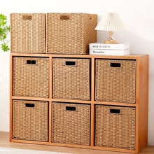 格子柜收纳筐仿藤编草编织框储物抽屉式收纳箱电视书柜杂物收纳盒