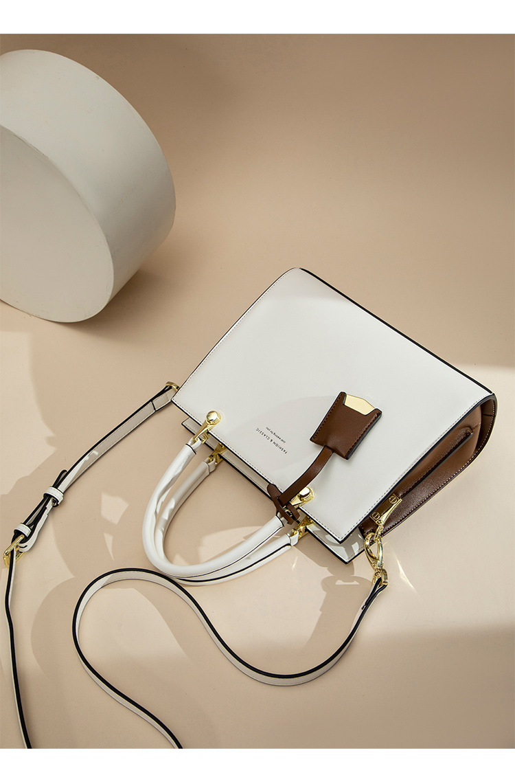 Túi đeo chéo nữ da thật phong cách Lady Dior, thiết kế quai xách tay và đeo chéo, dung tích lớn, kiểu dáng thời trang thu đông — Màu trắng be chi tiết 19